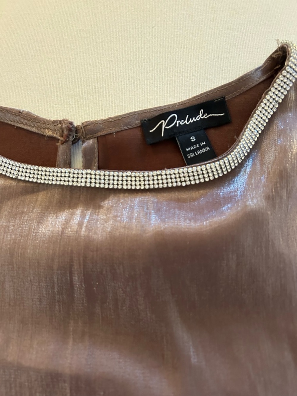 Prelude Satin-Look Blouse with Rhinestone Trim SMALL MINT! - Picture 3 of 6